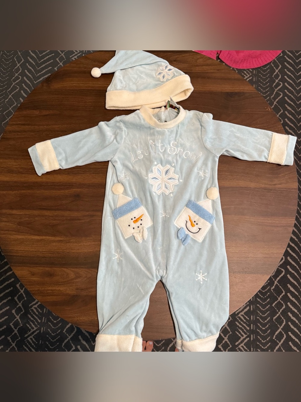 New vintage y2k baby boy Christmas snowman outfit and hat set